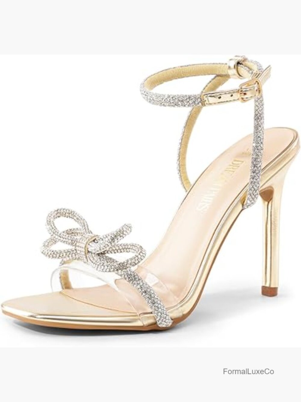 Crystal Bow Slingback Heels Square Toe Stiletto Wedding Party Shoes
